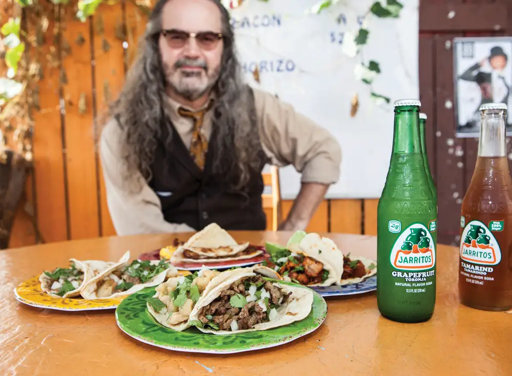 Mike Sutter and tacos from Tacos Guerrero's