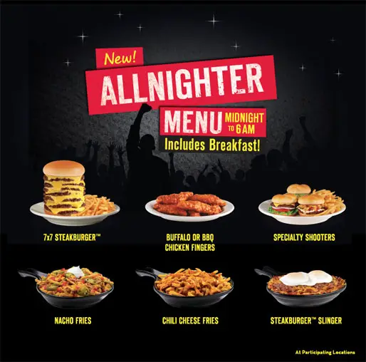 Steak n Shake's Up All Night Menu