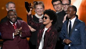 Bruno Mars winning a Grammy
