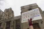 University of Chicago Student Brandishing Stake Pole Shot by Campus Police