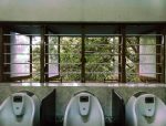 in article about peecycling, the tops of three urinals