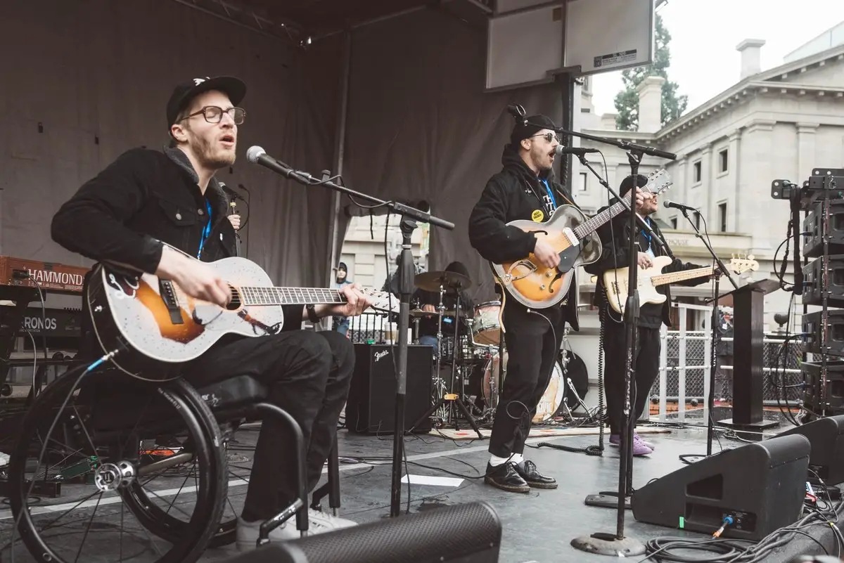 Portugal. The Man usually has advocates for different charities speak before they perform. (Image via Willamette Week)