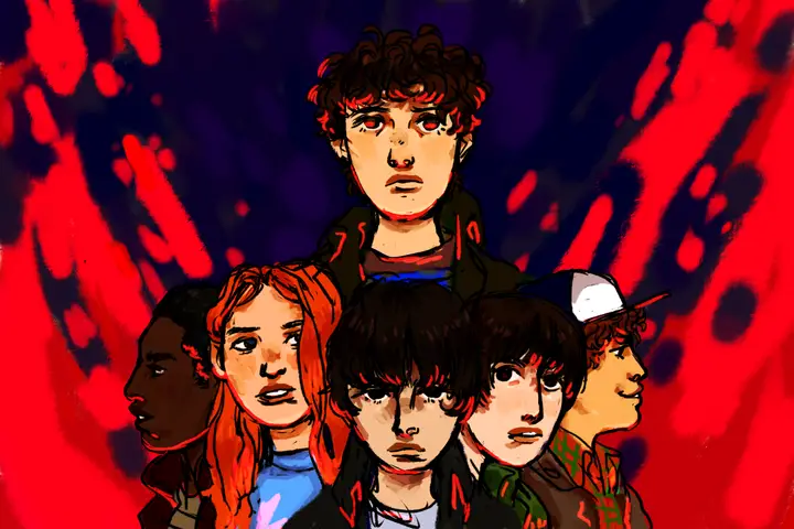 Who knows what the summer has in store for our "Stranger Things" heroes. (Illustration via Erik Ojo)