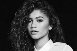 Zendaya black and white photograph profile of actress from HBO tv series Euphoria