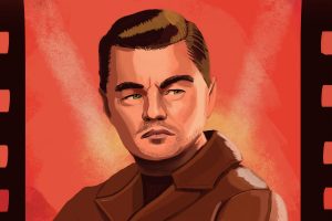 An illustration by Andrew Moghab of Leonardo DiCaprio from the film 'Once Upon a Time... in Hollywood'