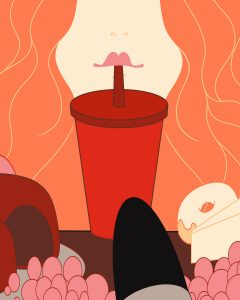 illustration by Amanda Morgan of someone drinking out of a cup with a straw