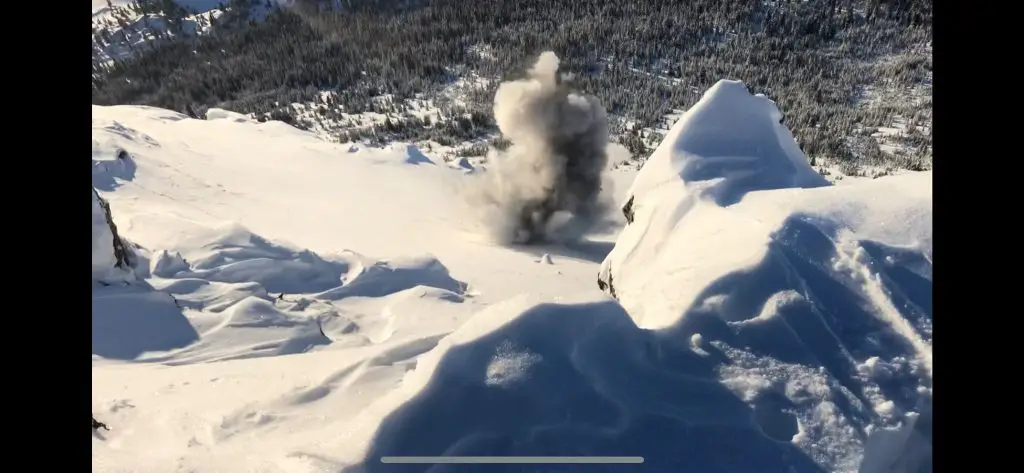 A field of snow subject to avalanche bombing