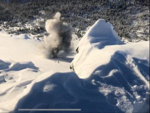 A field of snow subject to avalanche bombing