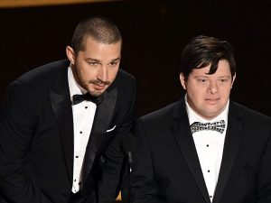 Shia LaBeouf and Zack Gottsagen Presenting at Awards Show