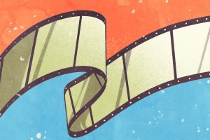 Illustration of film strip in article about app Letterboxd