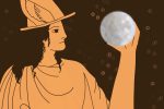 In an article about Mercury retrograde, an illustration of the Greek god Hermes holding up the planet Mercury
