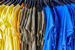 picture of t-shirts on a sales rack in an article about DIY projects you can do with them
