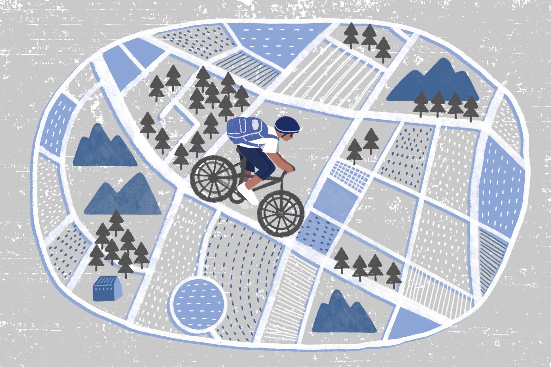 An illustration of a cyclist on the century ride