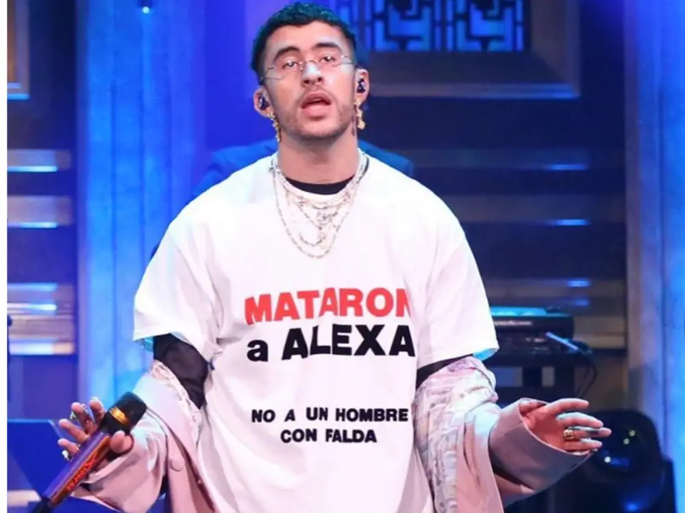 Bad Bunny performing on "The Tonight Show Starring Jimmy Fallon."