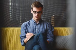 man wearing business casual clothing