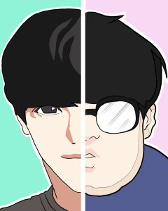 Illustration by Drew Parrott of a character from webtoon Lookism