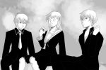 black and white picture of "Fruits Basket" characters.