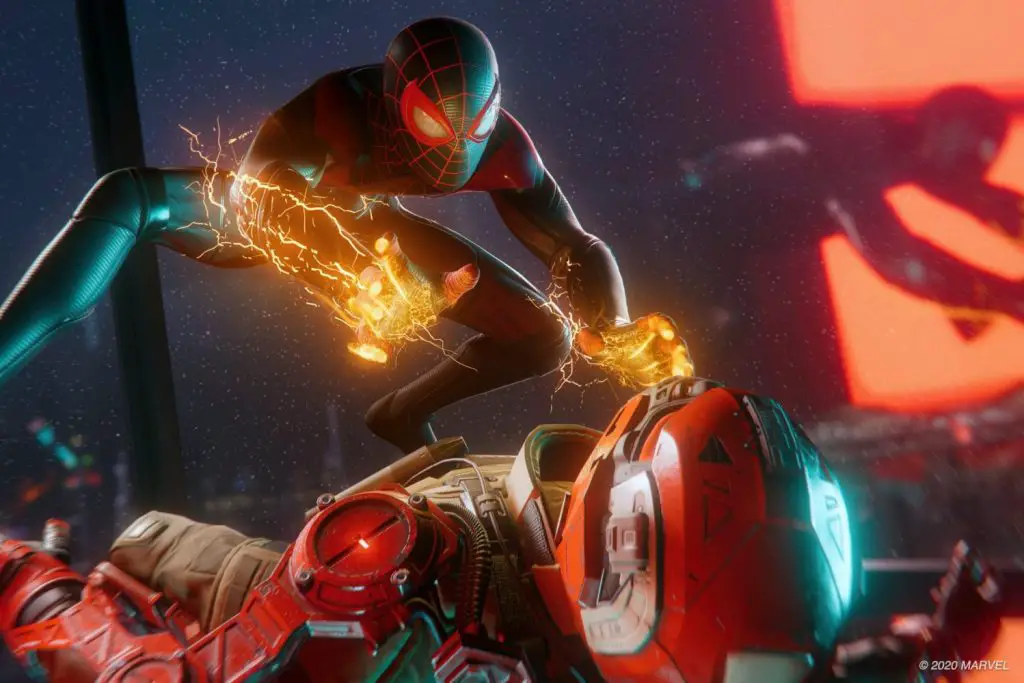 The protagonist of "Spider-Man: Miles Morales" defeating his enemies
