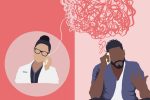 In an article about the app Ray, an illustration by Shelly Freund of two people on the phone
