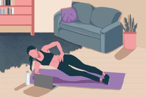 Illustration by Diana Egan in an article about working out in aparments