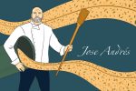 An illustration of Jose Andrés holding a cooking instrument