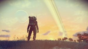 No Man's Sky character looking up at the sky