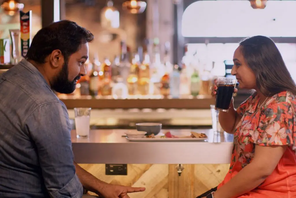 A screen capture of Indian Matchmaking, depicting two individuals on a date