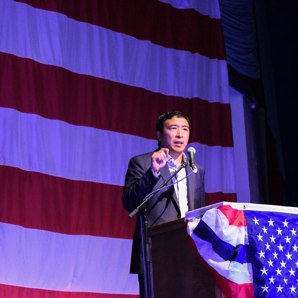 In an article about conflicting conceptions of Asian American identity between John Cho and Andrew Yang, a picture of Andrew Yang
