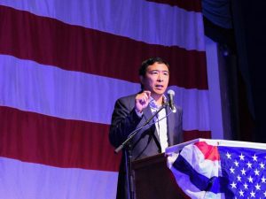 In an article about conflicting conceptions of Asian American identity between John Cho and Andrew Yang, a picture of Andrew Yang