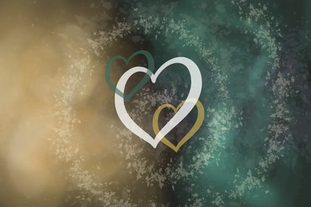 Illustration of heart outlines over a green and gold background, representing the Eurovision Song Contest