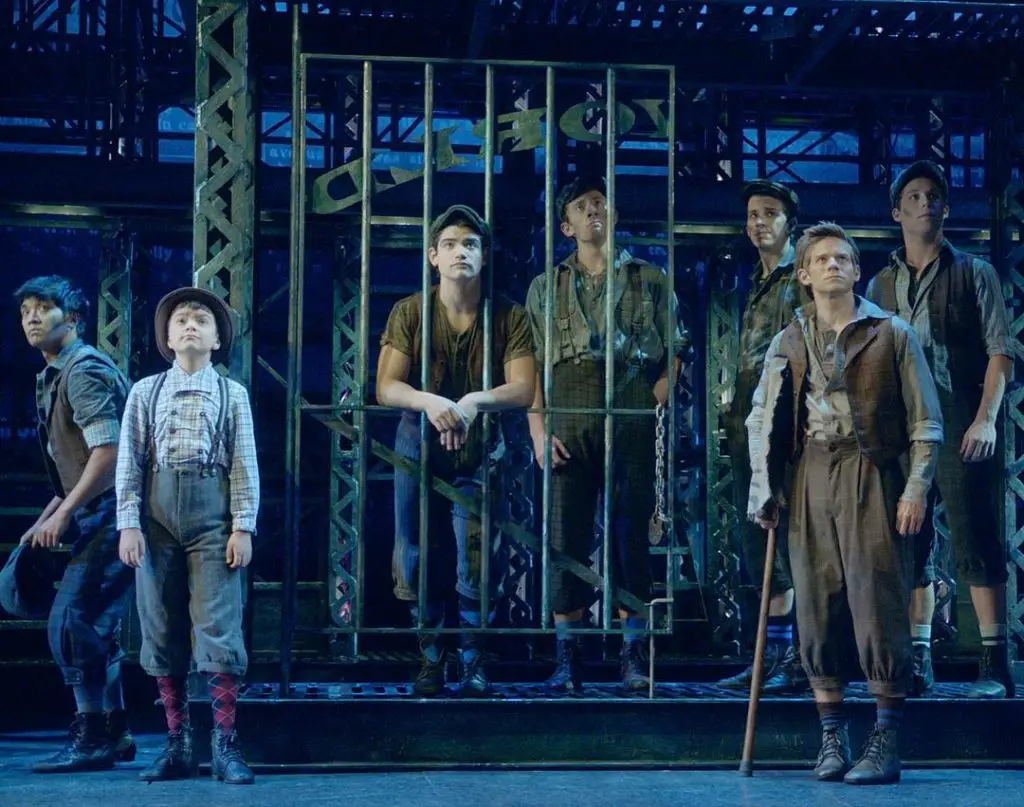 In an article about what to watch after Hamilton, a picture of a production of Newsies