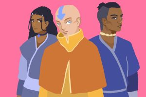 Aang, Katara and Sokka from the animated series Avatar: The Last Airbender.