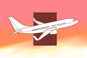 In an article about flight options, an illustration by June Le