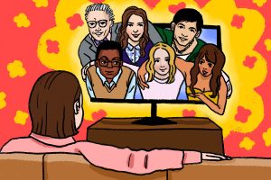 Illustration of NBC's The Good Place. (Illustration by Marlowe Pody, Rhode Island School of Design)