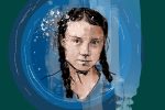 Illustration of Greta Thunberg by Marcus Escobar for an article on I Am Greta