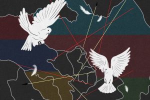 Illustration by Xingzhou Cheng for an article on the Nagorno-Karabakh Conflict
