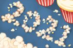 Illustration of movie theater popcorn spelling out 2021 in an article about upcoming movies. (Illustration by Eri Iguchi, Minneapolis College of Art and Design)