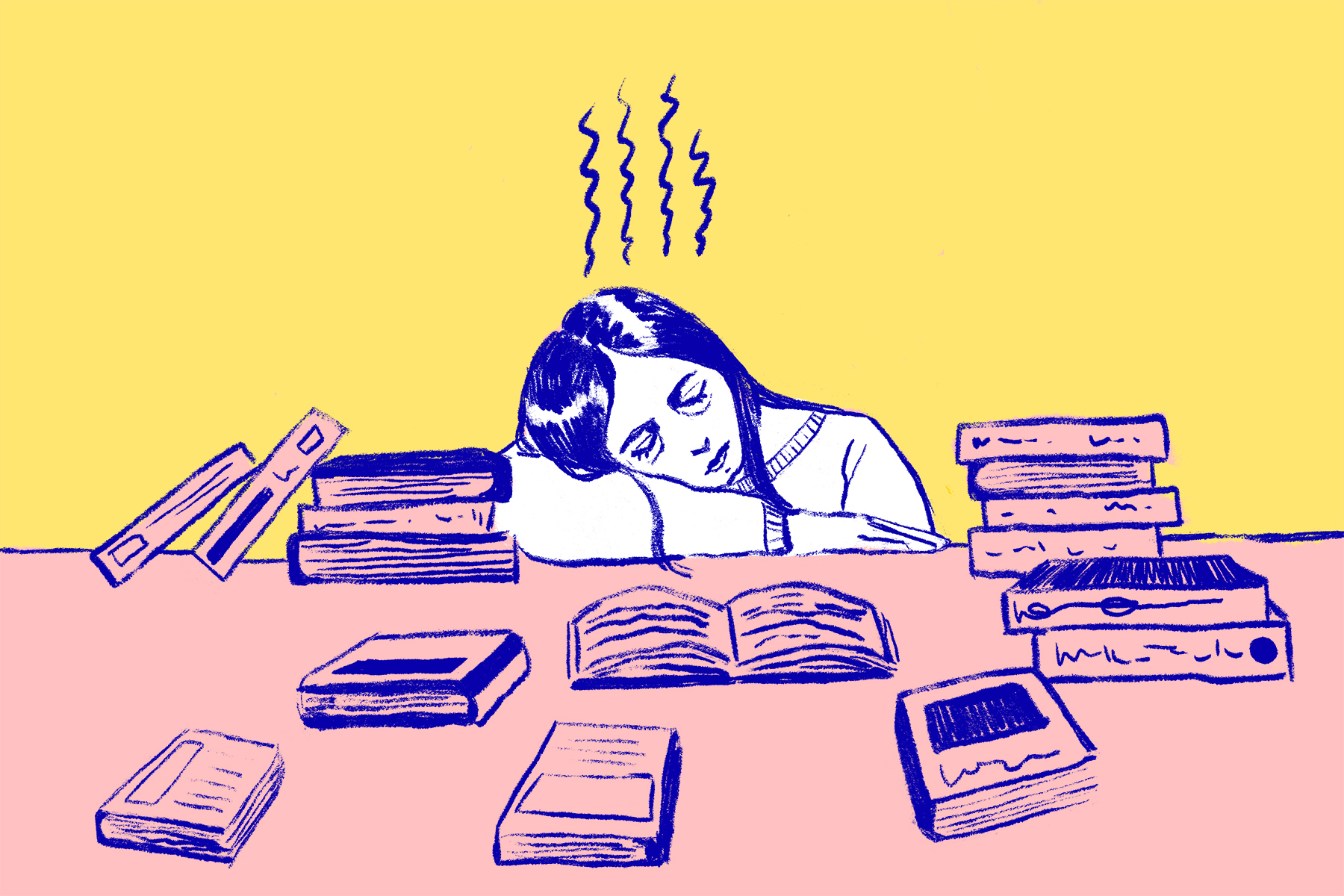 An illustration of a girl reading for an article on the Goodreads Reading Challenge.