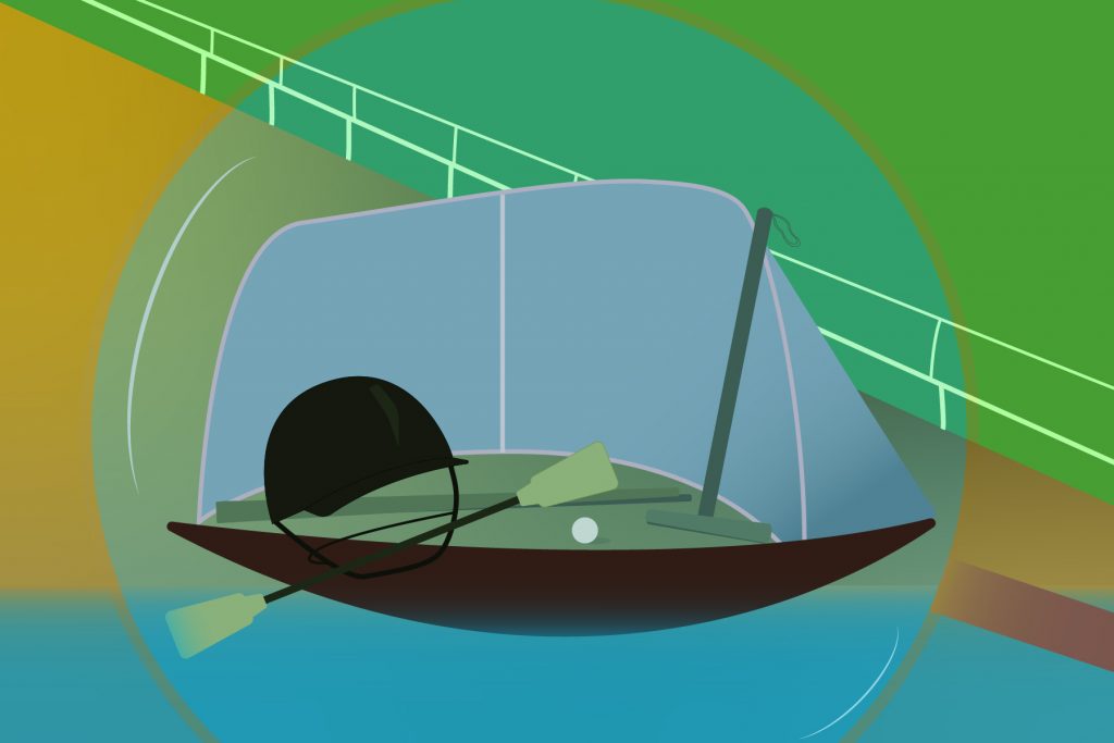 illustration of sporting equipment in a bubble for an article about overlooked sports