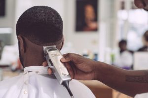 person receiving a haircut