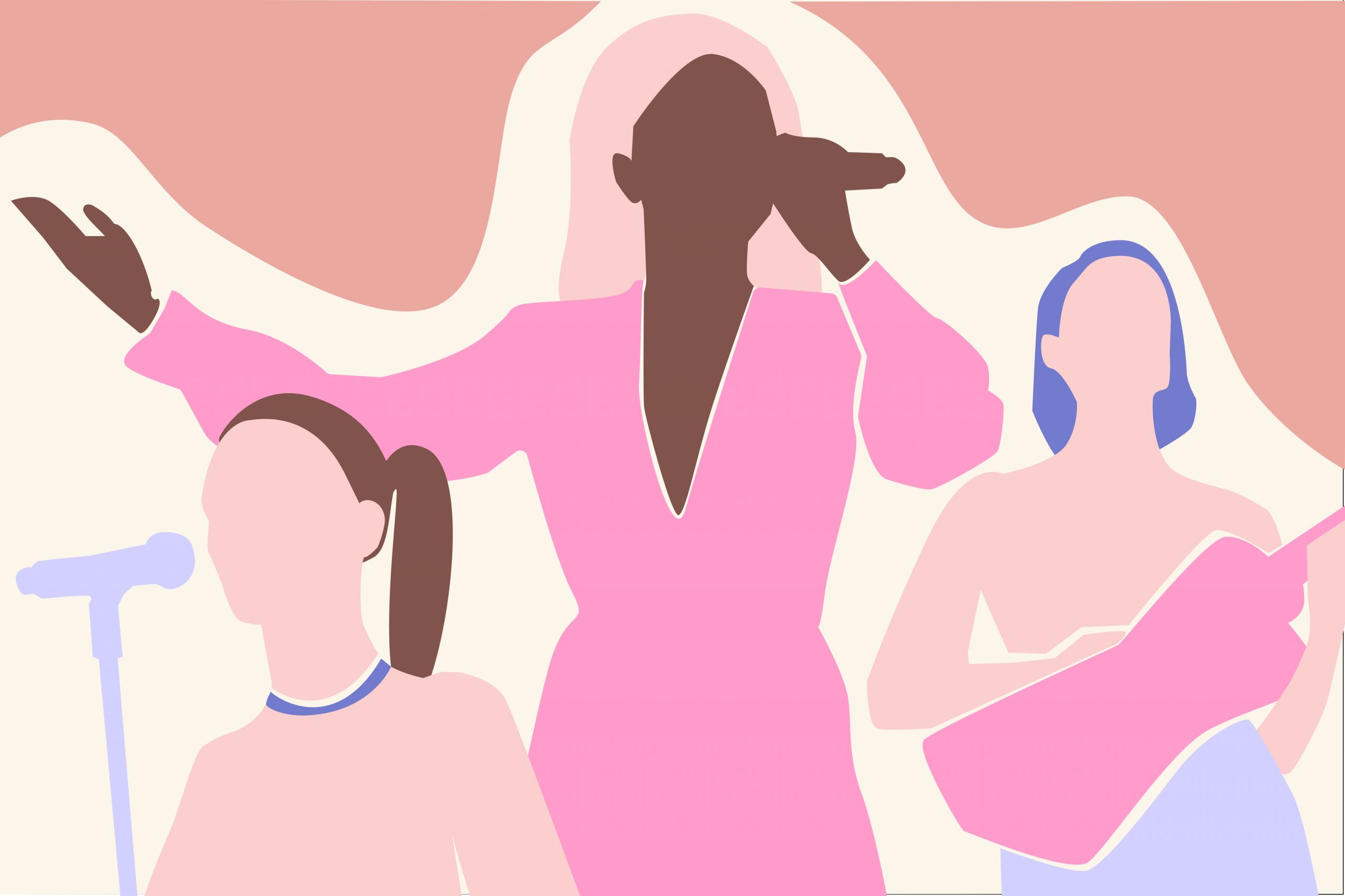 an illustration of three women singing