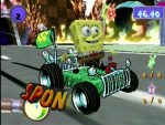 Screenshot from Creature from the Krusty Krab, of SpongeBob on the hood of a go-kart
