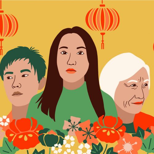 Illustration by Lexey Gonzalez for an article on hate crimes against Asians