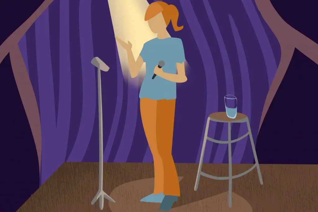 Illustration by Alicia Paauwe for an article on comedy in college