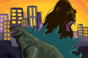 An illustration of Godzilla and King Kong