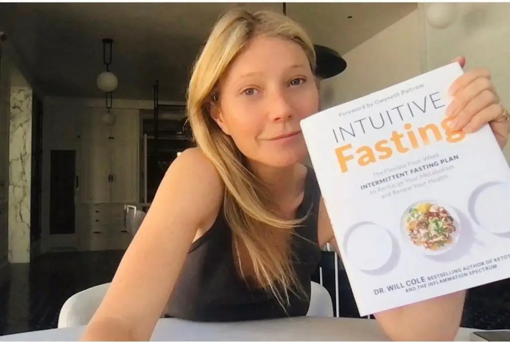 A copy of Intuitive Fasting held by Gwyneth Paltrow