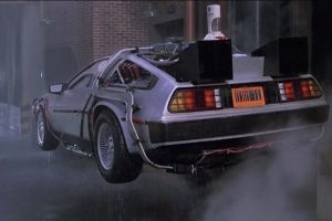 for an article about a realistic alternative to flying cars, a screenshot of the flying delorean from back to the future 2