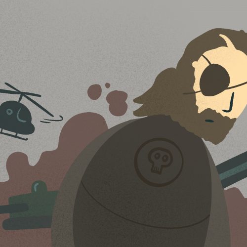 An illustration of Solid Snake from Metal Gear Solid for an article about the video game potentially being turned into a movie. (Illustration by Sonja Vasiljeva, San Jose State University)