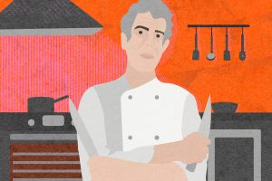 Illustration by Alicia Paauwe for an article on Anthony Bourdain