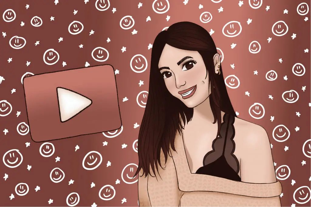 An illustration of Reese Regan for an article about her YouTube channel basicallyreese. (Illustration by Lexey Gonzalez, Wichita State University)